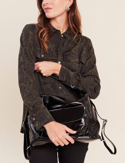 Sac port&eacute; &eacute;paule doubl&eacute; 2 en 1 noir femme