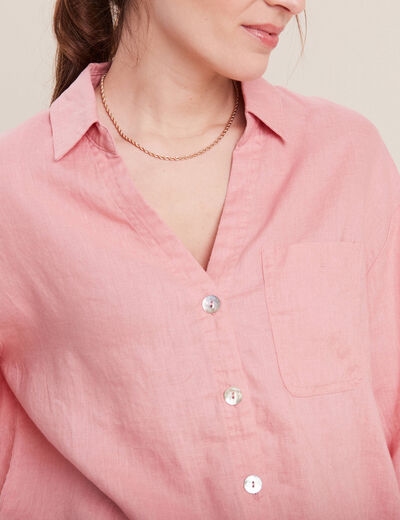 Chemise manches 3/4 vieux rose femme