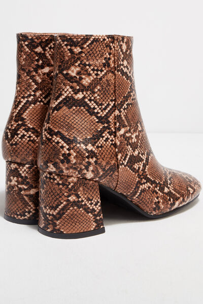 Bottines à talons texturées marron femme