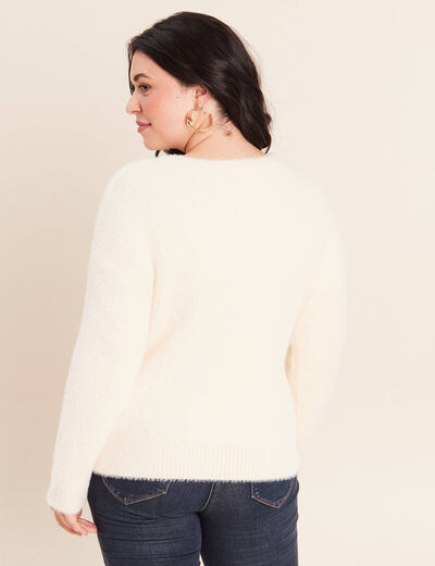 Pull col tunisien ivoire femme