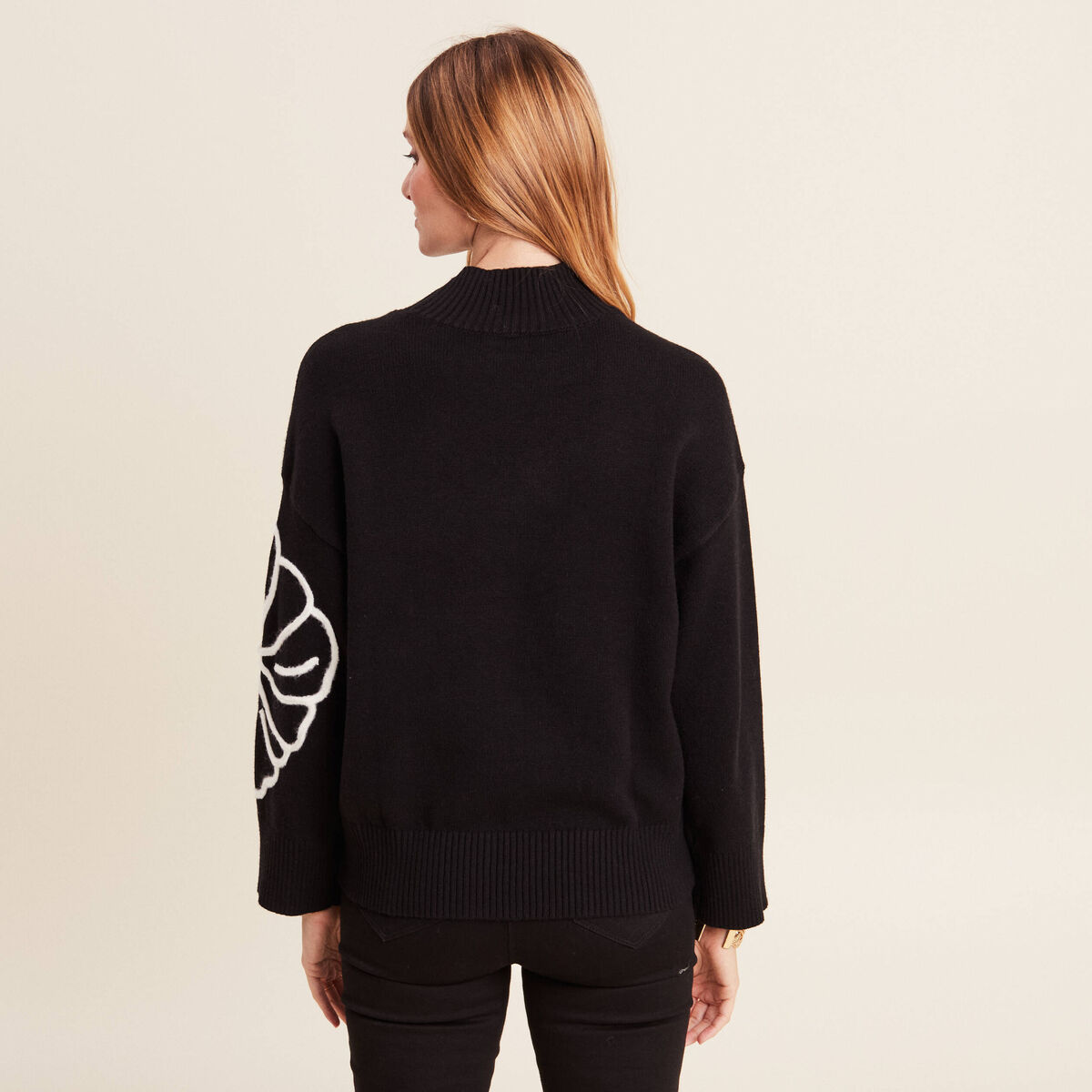 Pull manches longues noir femme