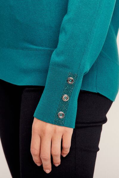 Pull manches longues vert foncé femme