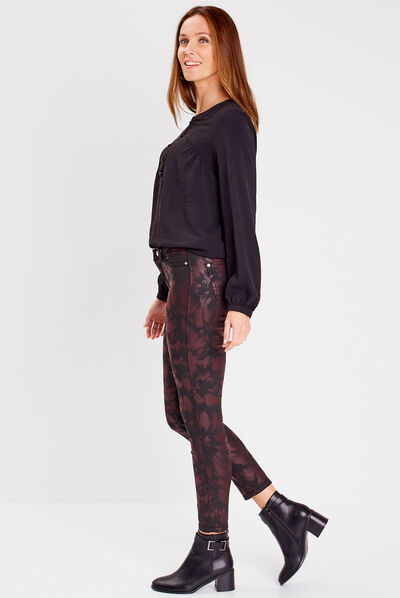 Pantalon ajusté réversible rouge femme