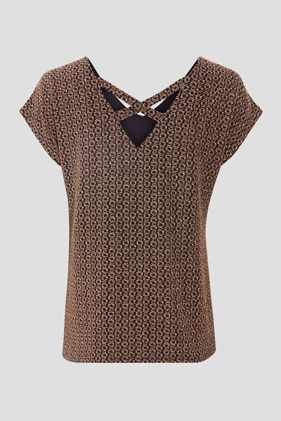 T-shirt manches courtes couleur or femme