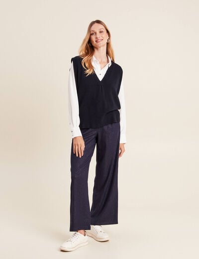 Pull sans manches bleu foncé femme