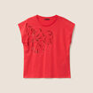 T-shirt &agrave; sequins manches courtes rouge femme