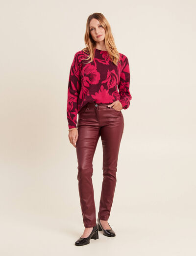 Pull manches longues bordeaux femme