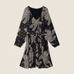 Robe évasée manches 3/4 noir femme
