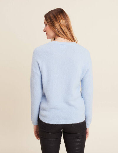 Pull manches longues bleu pastel femme