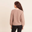 Pull droit long col v manches longues sable femme