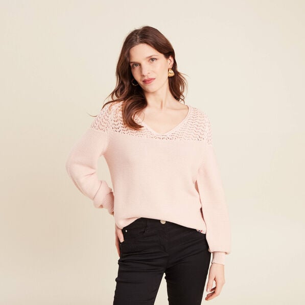pull confectionne en france vieux rose femme Pull confectionné en France vieux rose femme