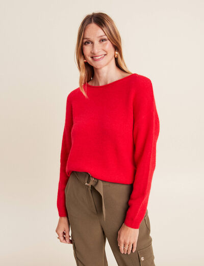 Pull manches longues rose cerise femme
