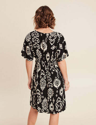 Robe évasée fluide noir femme