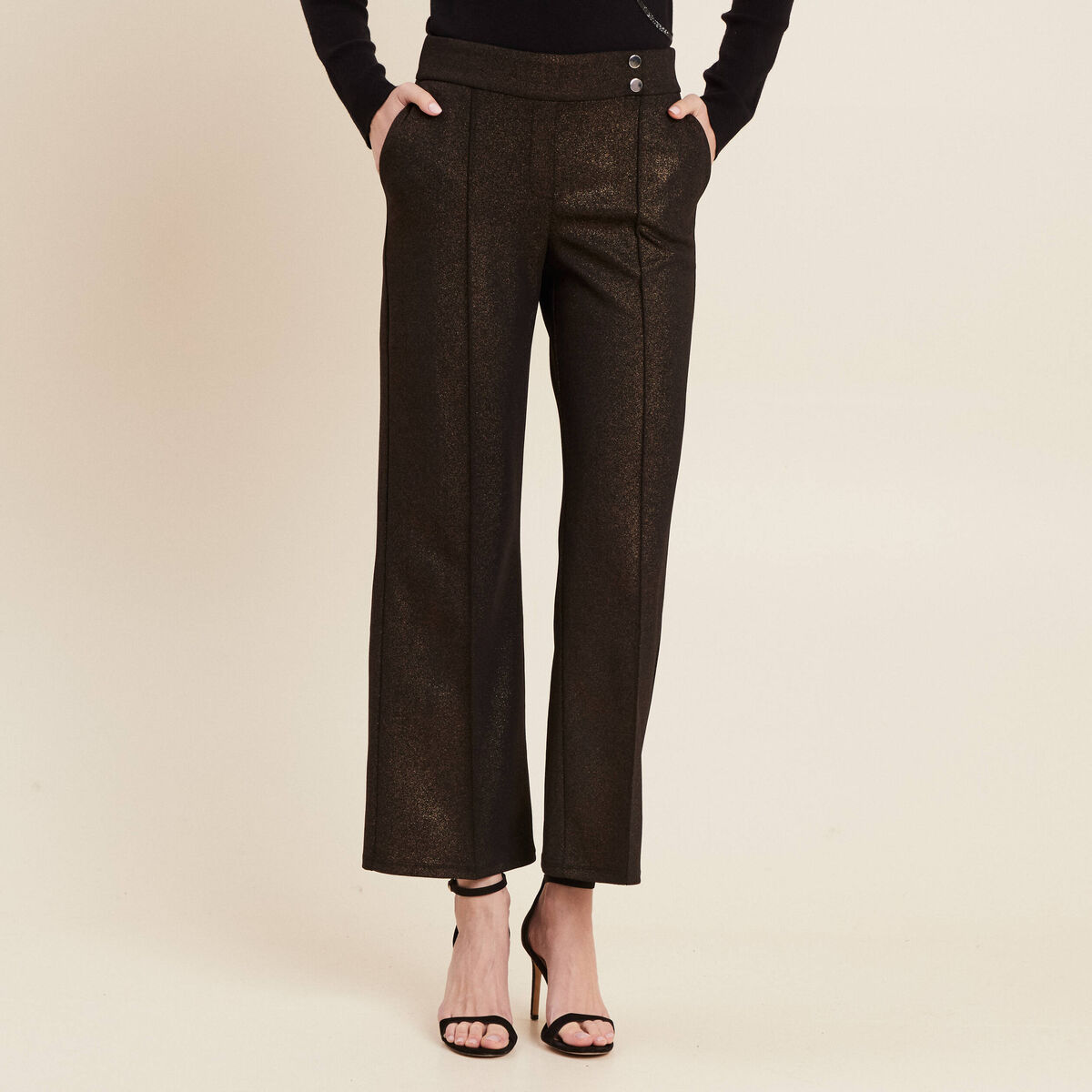 Pantalon large paillettes noir femme