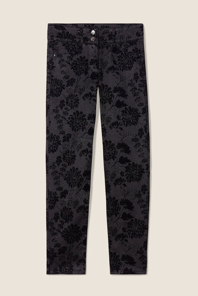 Pantalon ajusté enduit 7/8ème noir femme