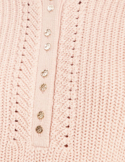 Pull col tunisien manches longues vieux rose femme