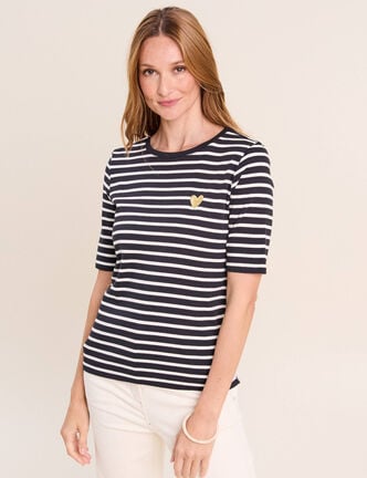 T-shirt col rond noir femme