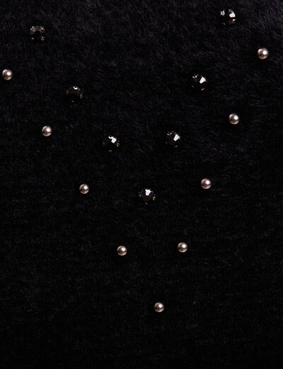 Pull manches longues strass noir femme