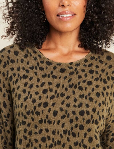 Pull droit col rond manches longues vert femme