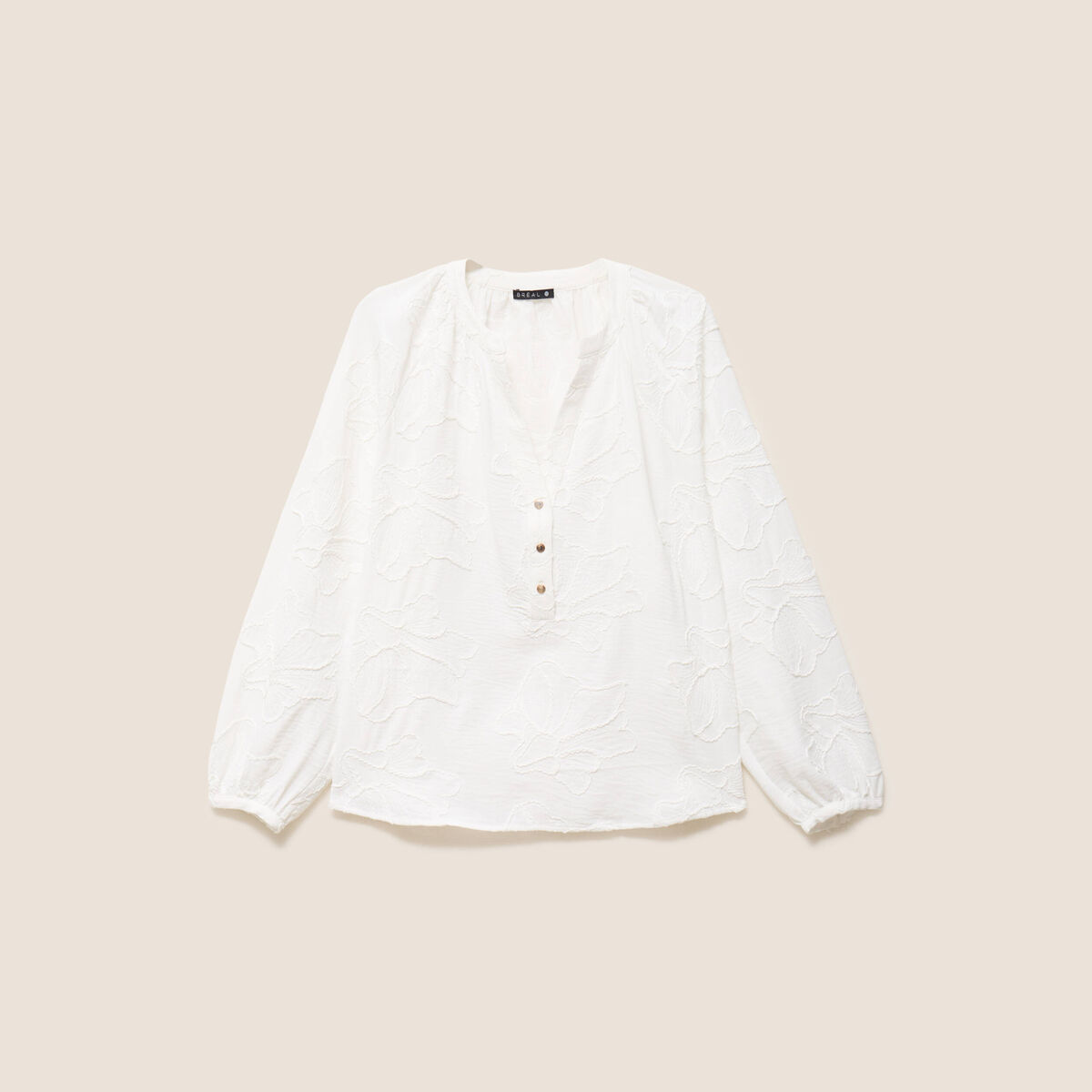 Blouse ample manches longues fluide ecru femme
