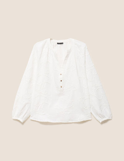 Blouse ample manches longues fluide ecru femme