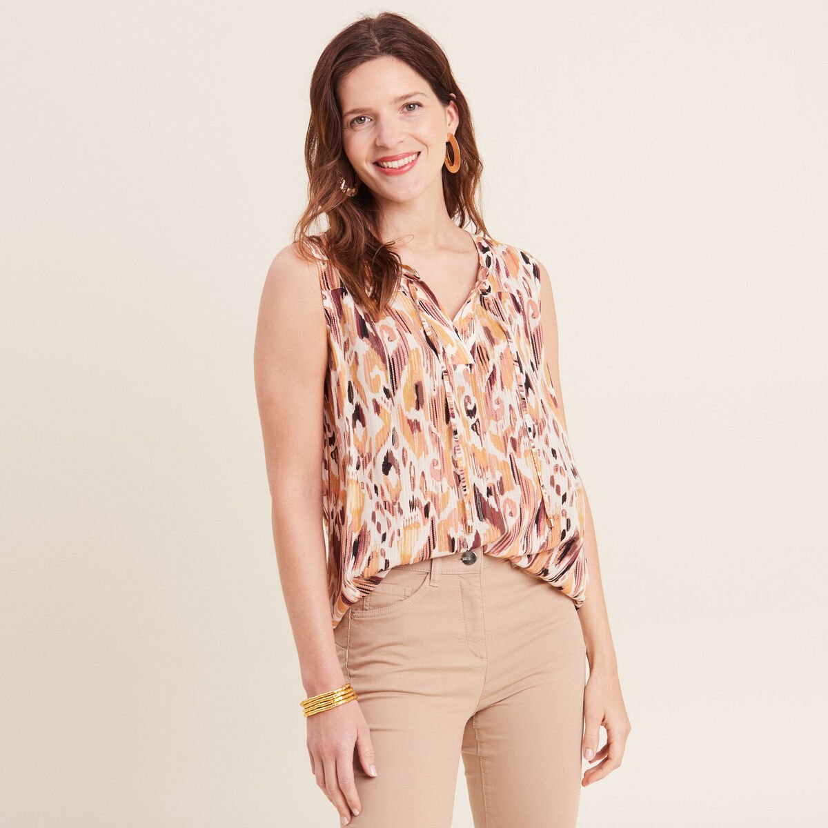 Blouse sans manches blanc femme