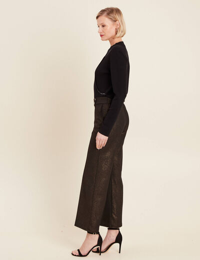 Pantalon large paillettes noir femme