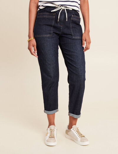 Jean coupe mom 7/8&egrave;me denim brut femme