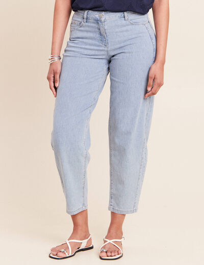 Jean coupe barrel 7/8&egrave;me denim bleach femme