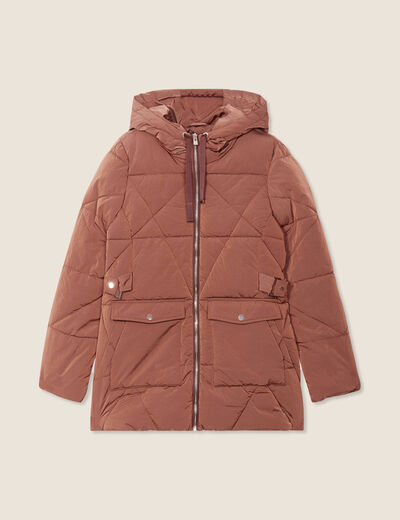 Doudoune cintrée à capuche vieux rose femme