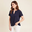 T-shirt manches courtes bleu marine femme