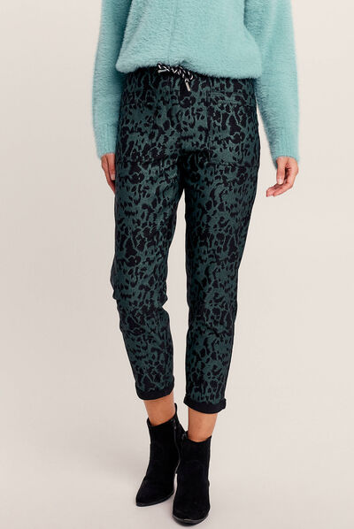 Pantalon décontracté vert kaki femme