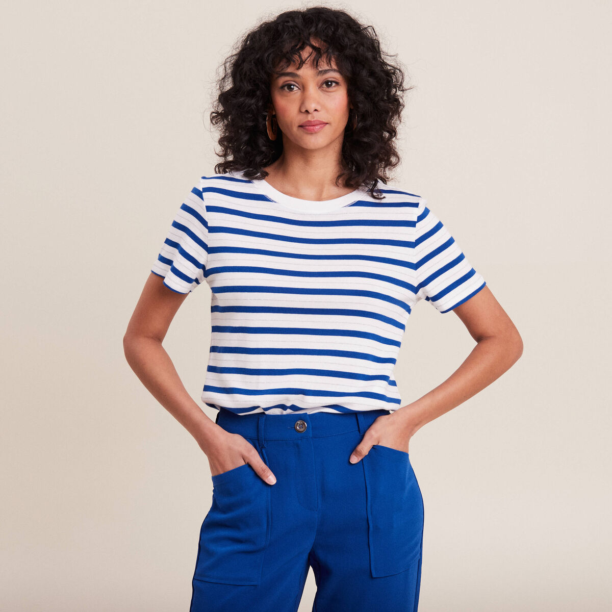 T-shirt manches courtes bleu femme