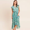 Robe longue portefeuille vert femme