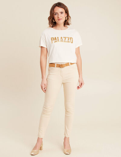 T-shirt manches courtes ecru femme
