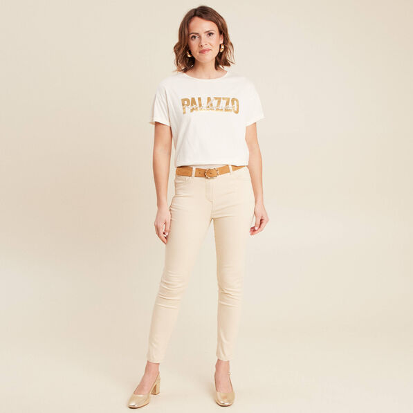 T-shirt manches courtes ecru femme