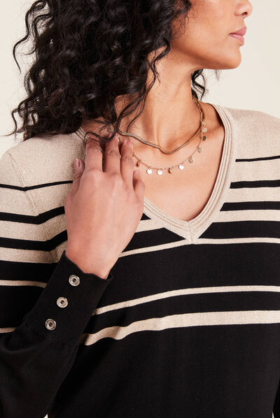 Pull manches longues noir femme