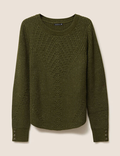 Pull manches longues vert foncé femme