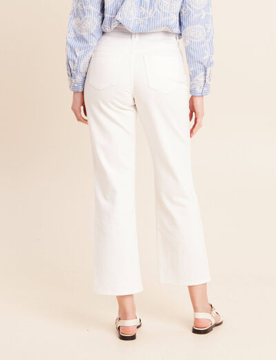 Jean coupe large 7/8&egrave;me taille haute blanc femme