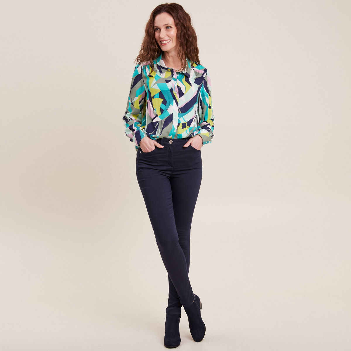 Chemise manches longues vert femme