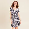 Robe droite fluide col en V bleu foncé femme