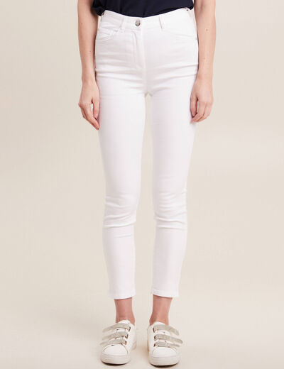 Pantalon léger taille haute 7/8ème blanc femme