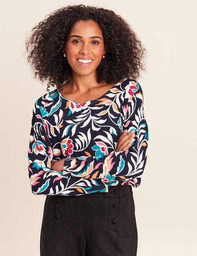 Pull manches longues bleu femme