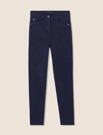 Pantalon léger taille haute 7/8ème bleu marine femme