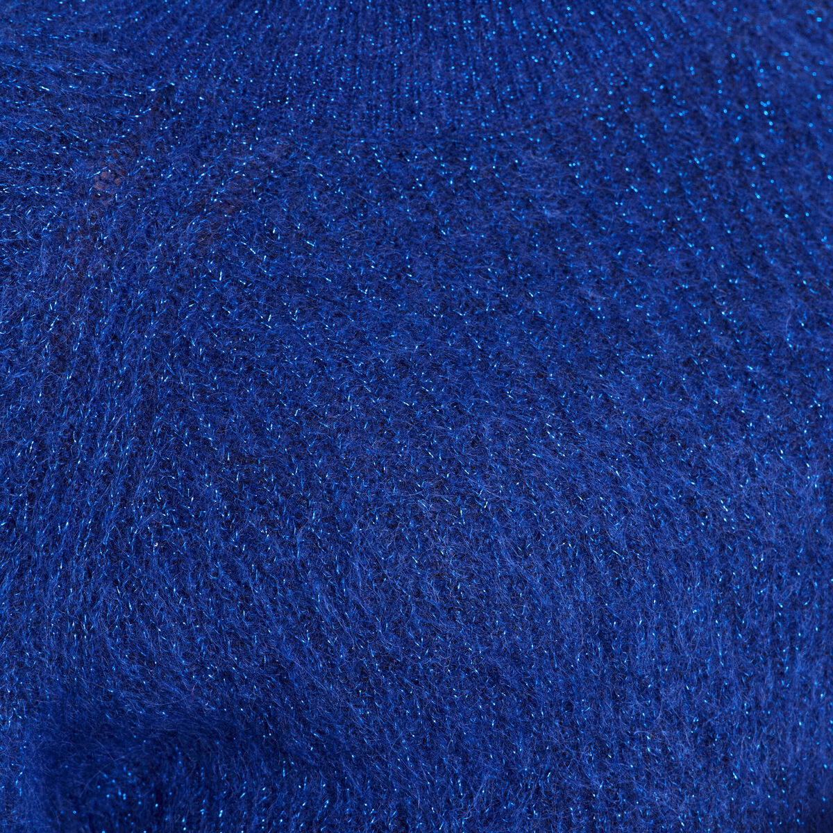 Pull droit col montant manches longues bleu electrique femme