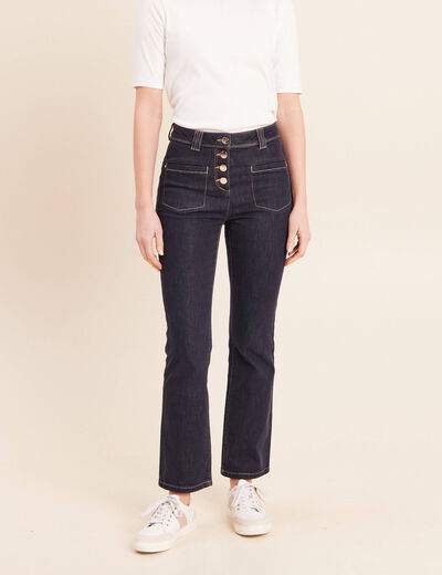 Jean raccourci coupe bootcut denim brut femme
