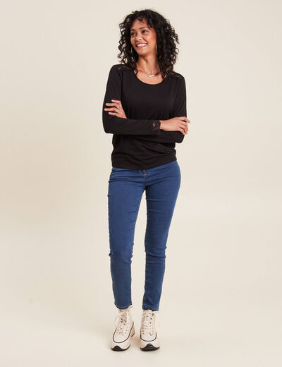 T-shirt thermo-douceur manches longues noir femme