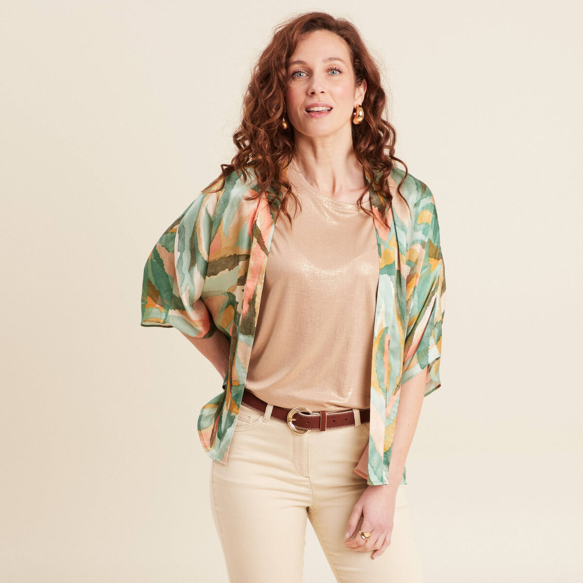 Veste esprit kimono multicolore femme