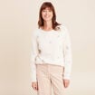 Pull brod&eacute; manches longues ecru femme