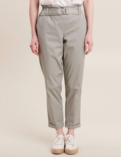 Pantalon chino 7/8ème vert clair femme